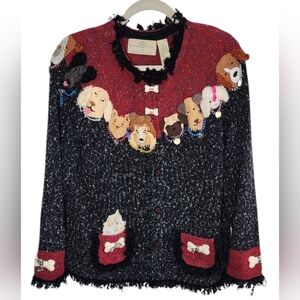 Design Options by Philip and Jane Gordon Knit Cardigan Dog Show Mom Size XL